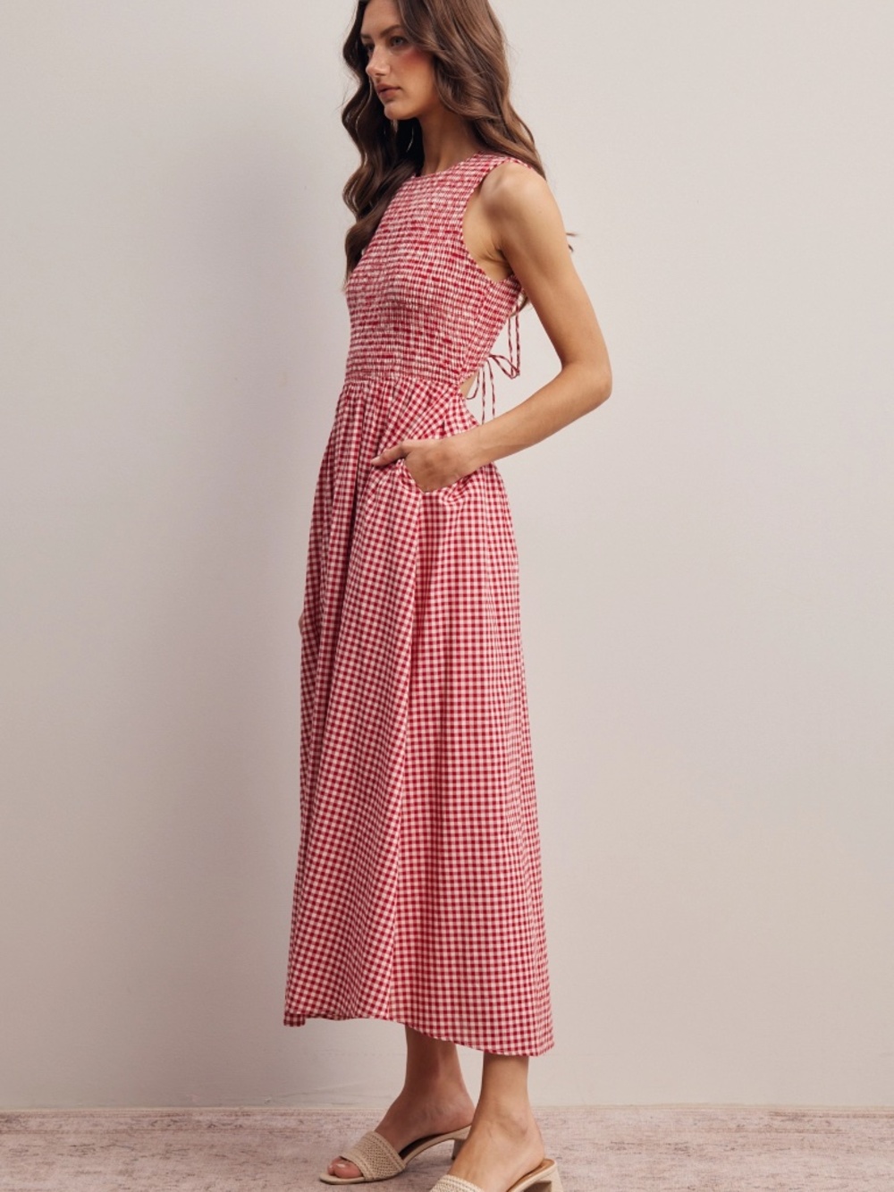 NWT Red and White Gingham Dress - Picture 7 of 8